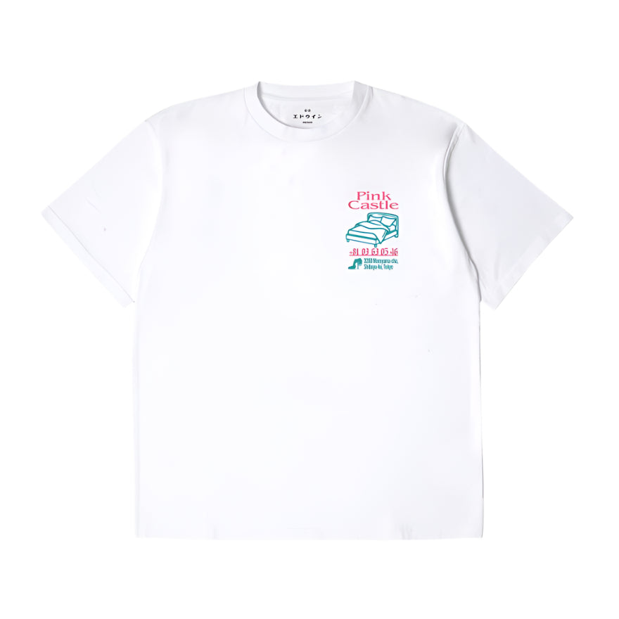 Edwin Pink Castle T-Shirt White