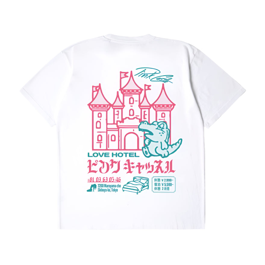 Edwin Pink Castle T-Shirt White