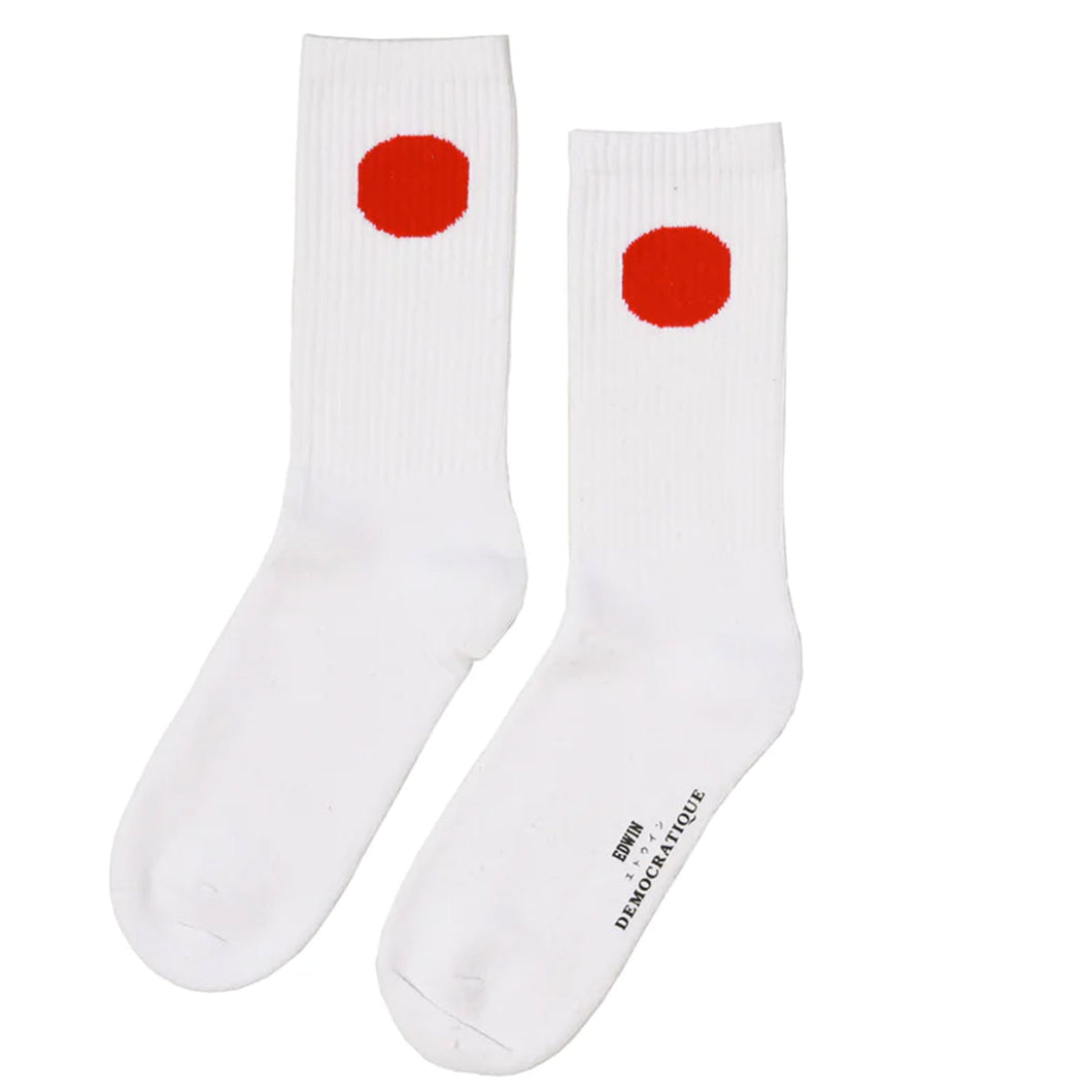 Edwin Japanese Sun Socks X Démocratique White