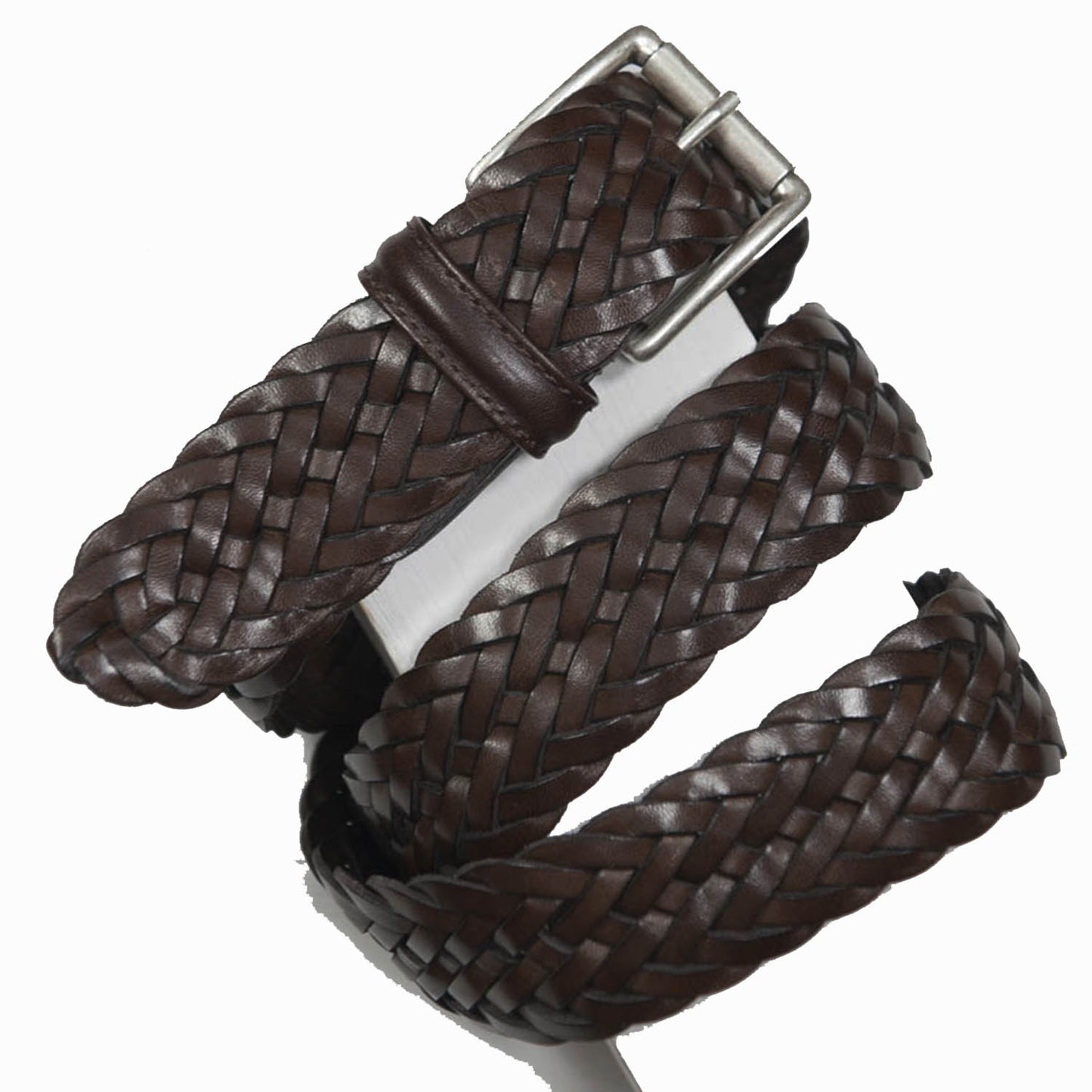 Andersons Classic Woven Leather Belt Dark Brown