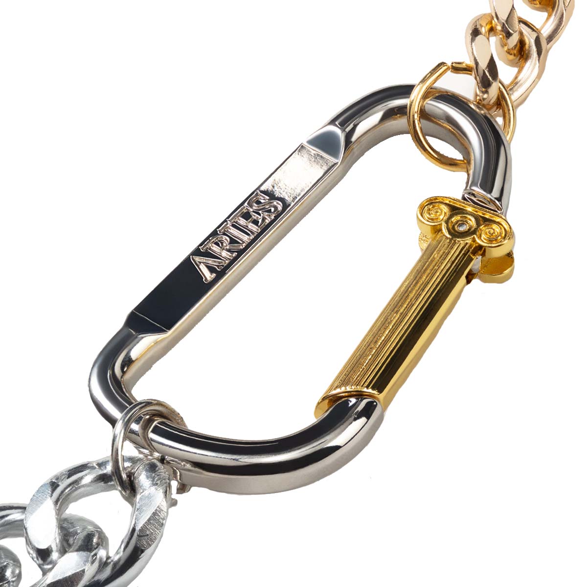 Aries Column Carabiner Silver Necklace