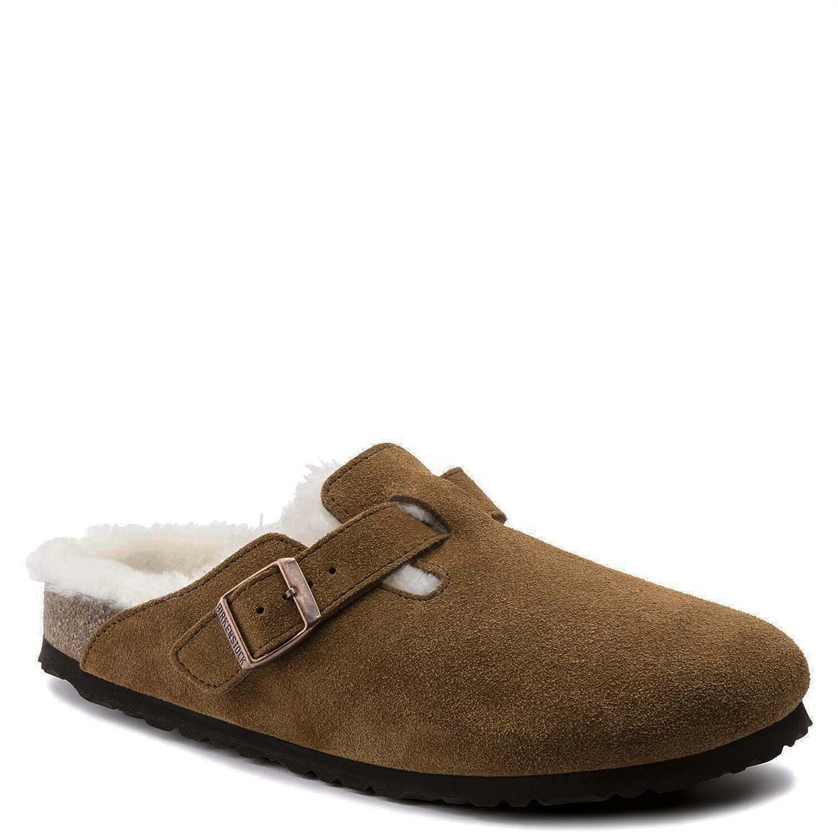 Birkenstock Boston Shearling Suede Leather Mink regular fit
