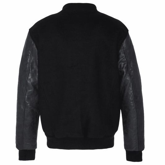 Schott LCUSA Leather/Wool Varsity Jacket Black/Black