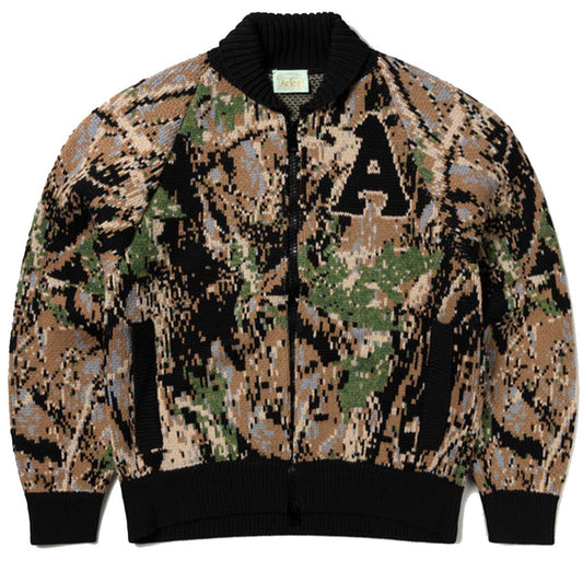 Aries Camo Varsity Zip Thru Knit