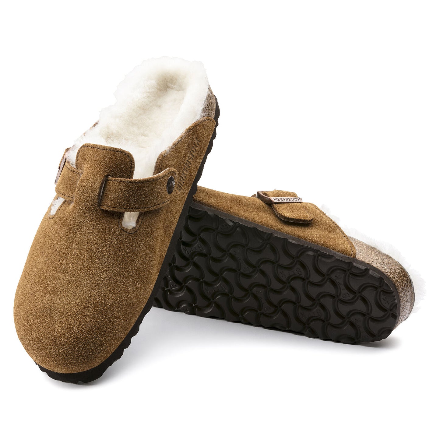 Birkenstock Boston Shearling Suede Leather Mink regular fit
