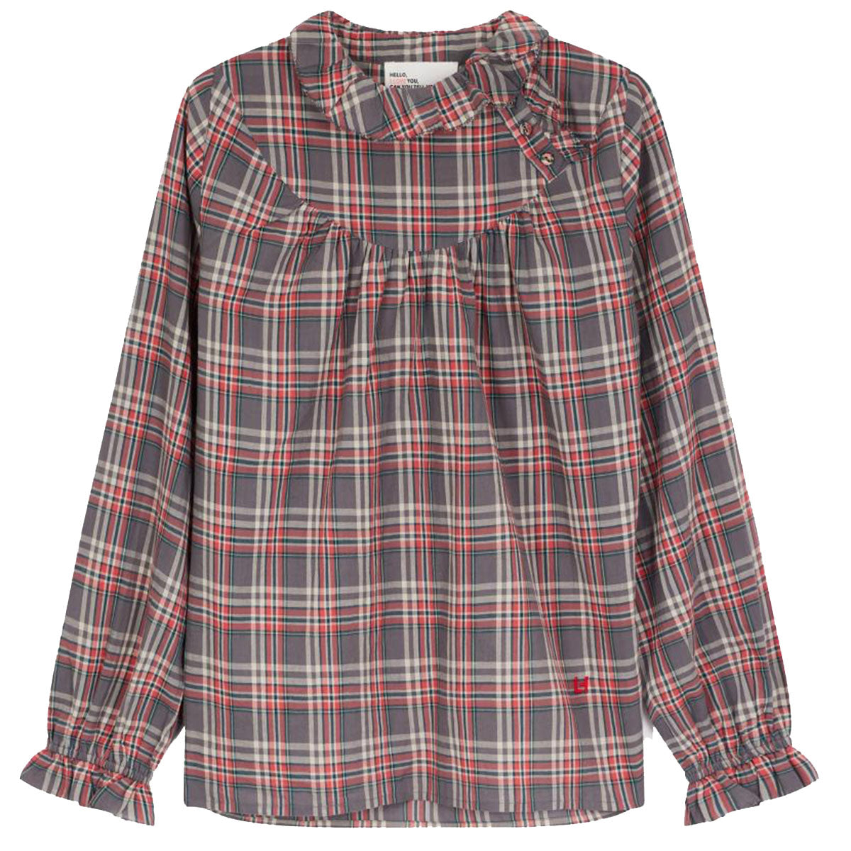 Leon & Harper Cale Check Blouse Grey