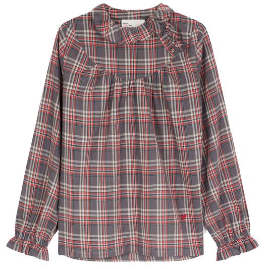 Leon & Harper Cale Check Blouse Grey