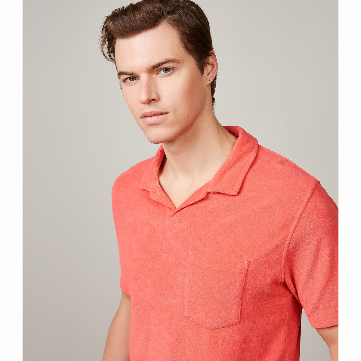 Hartford Knitted Terry Polo Coral