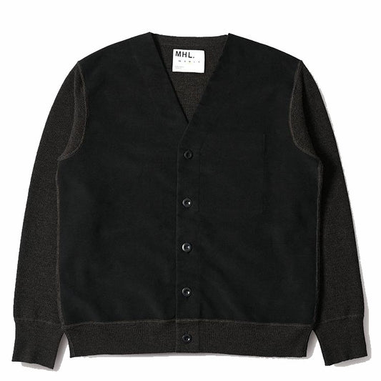 MHL Moleskin Cardigan Dy Wool Ebony
