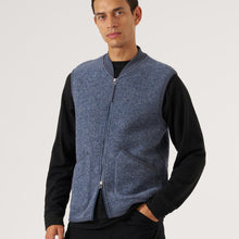 Load image into Gallery viewer, Universal Works Wool Fleece Zip Waistcoat Slate Blue
