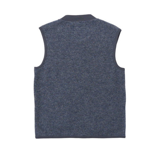 Universal Works Wool Fleece Zip Waistcoat Slate Blue