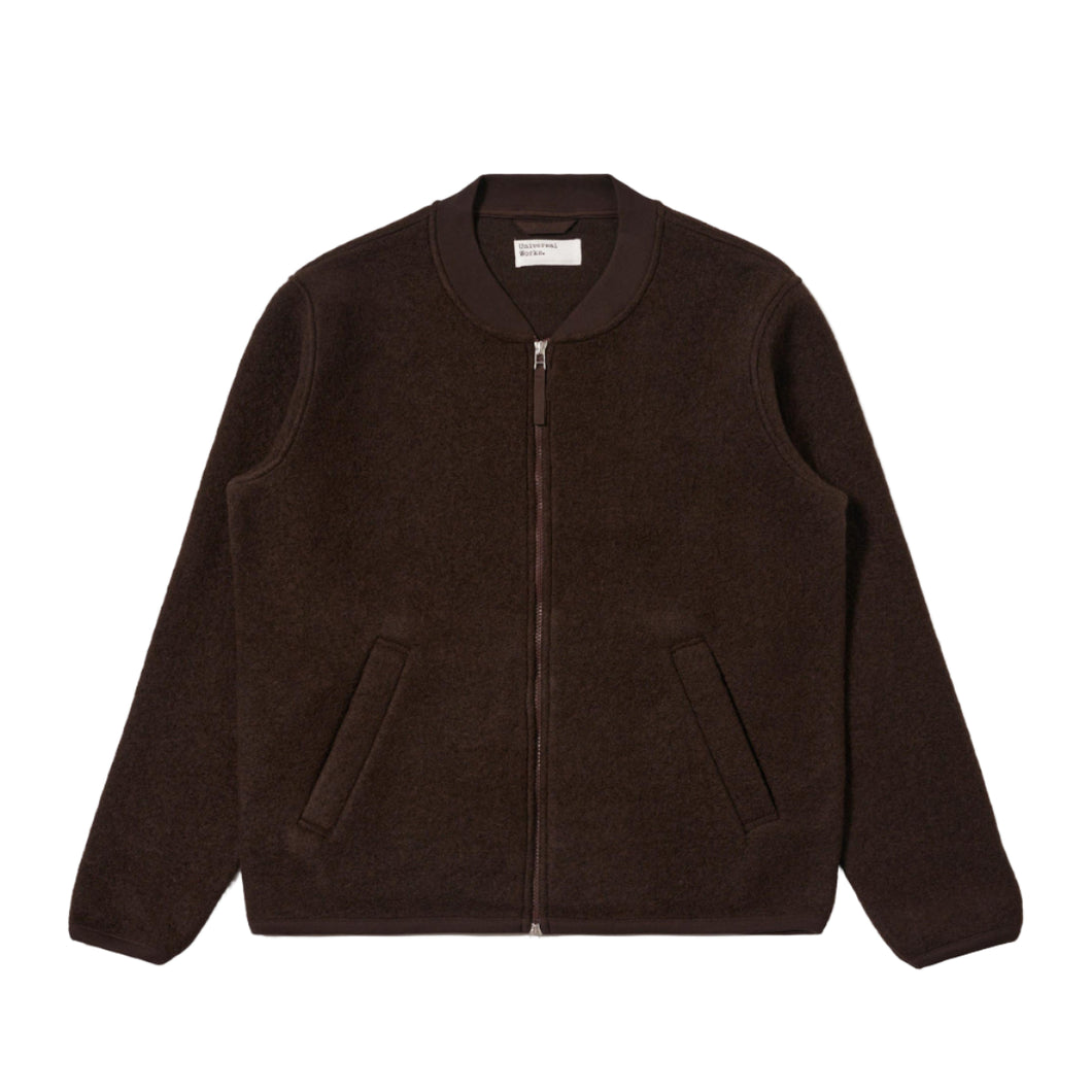 Universal Works Wool Fleece Zip Bomber Brown