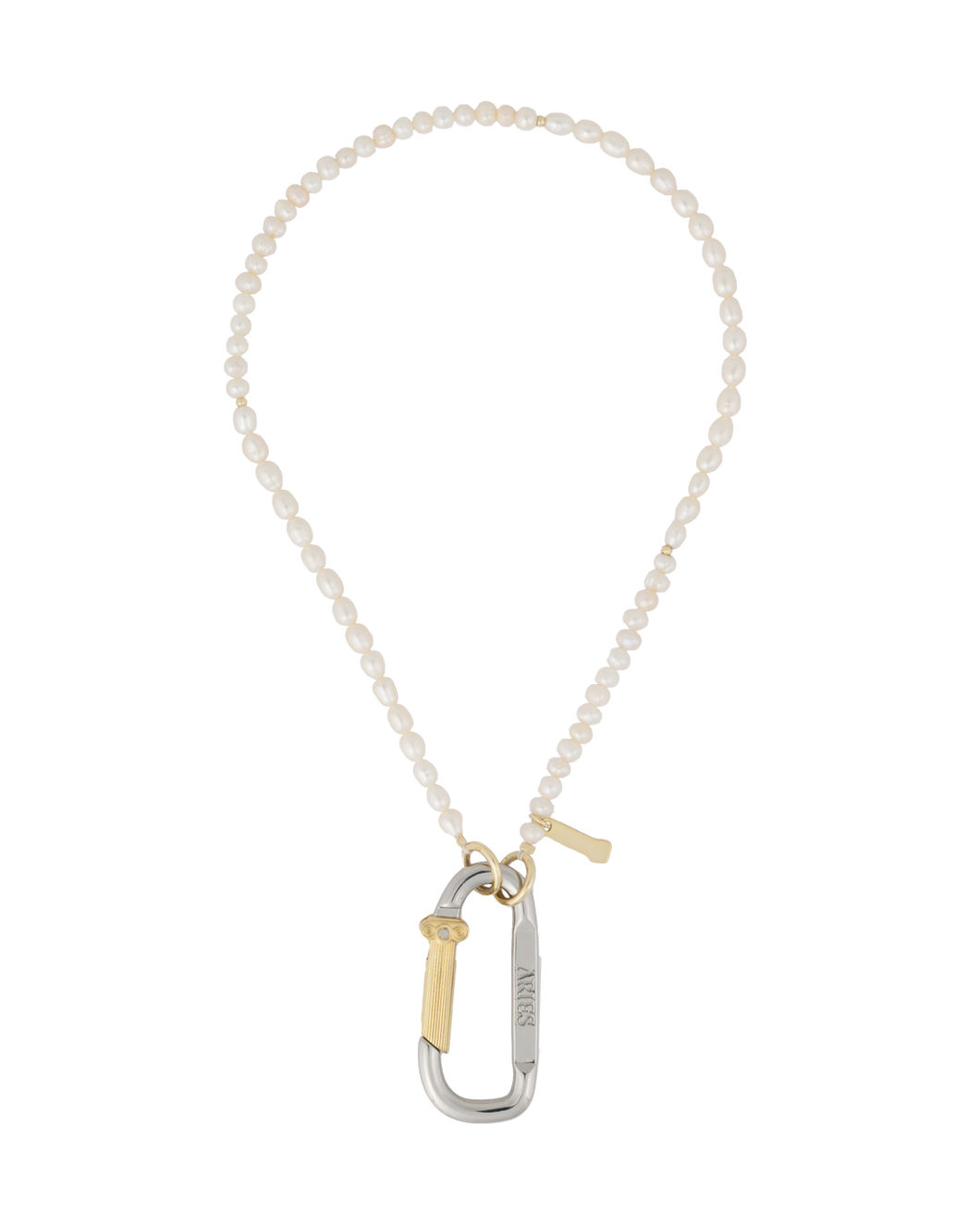 Aries Mini Carabiner Pearl Necklace Pearl