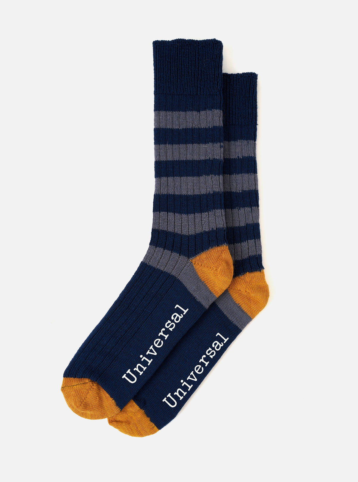 Universal Works Wool Games Sock Navy/Grey