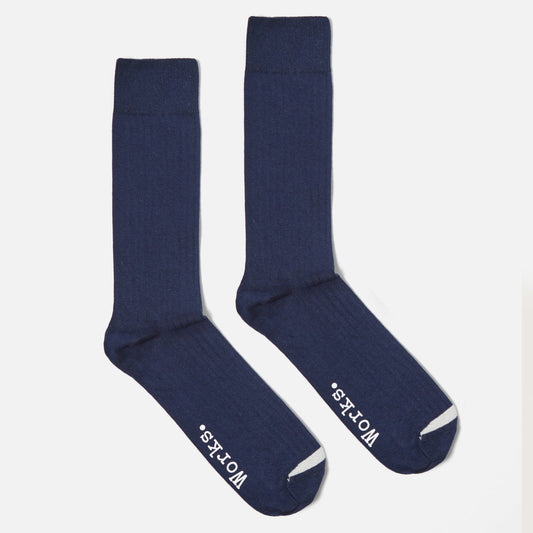 Universal Works Navy Rib Knit Modal Sock Grey