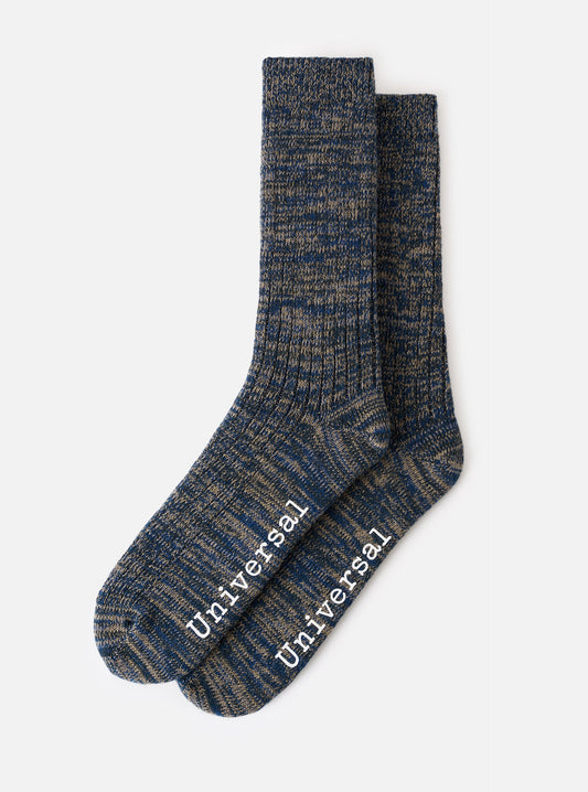 Universal Works Slub Knit Sock Dark Navy