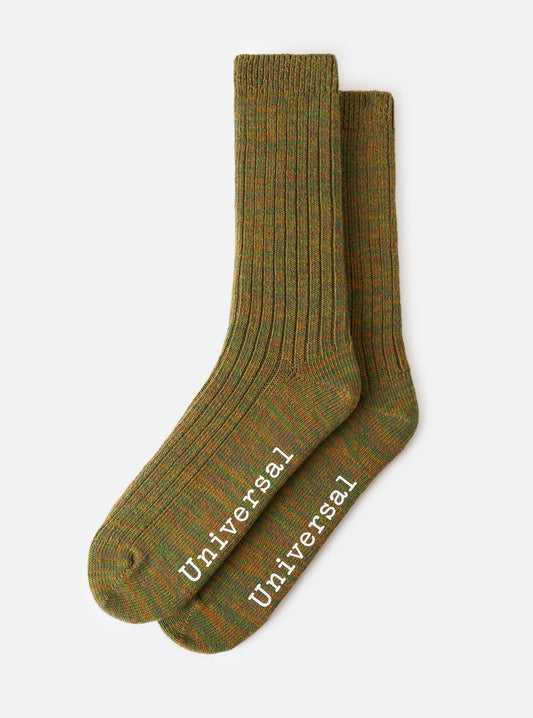 Universal Works Slub Knit Sock Olive