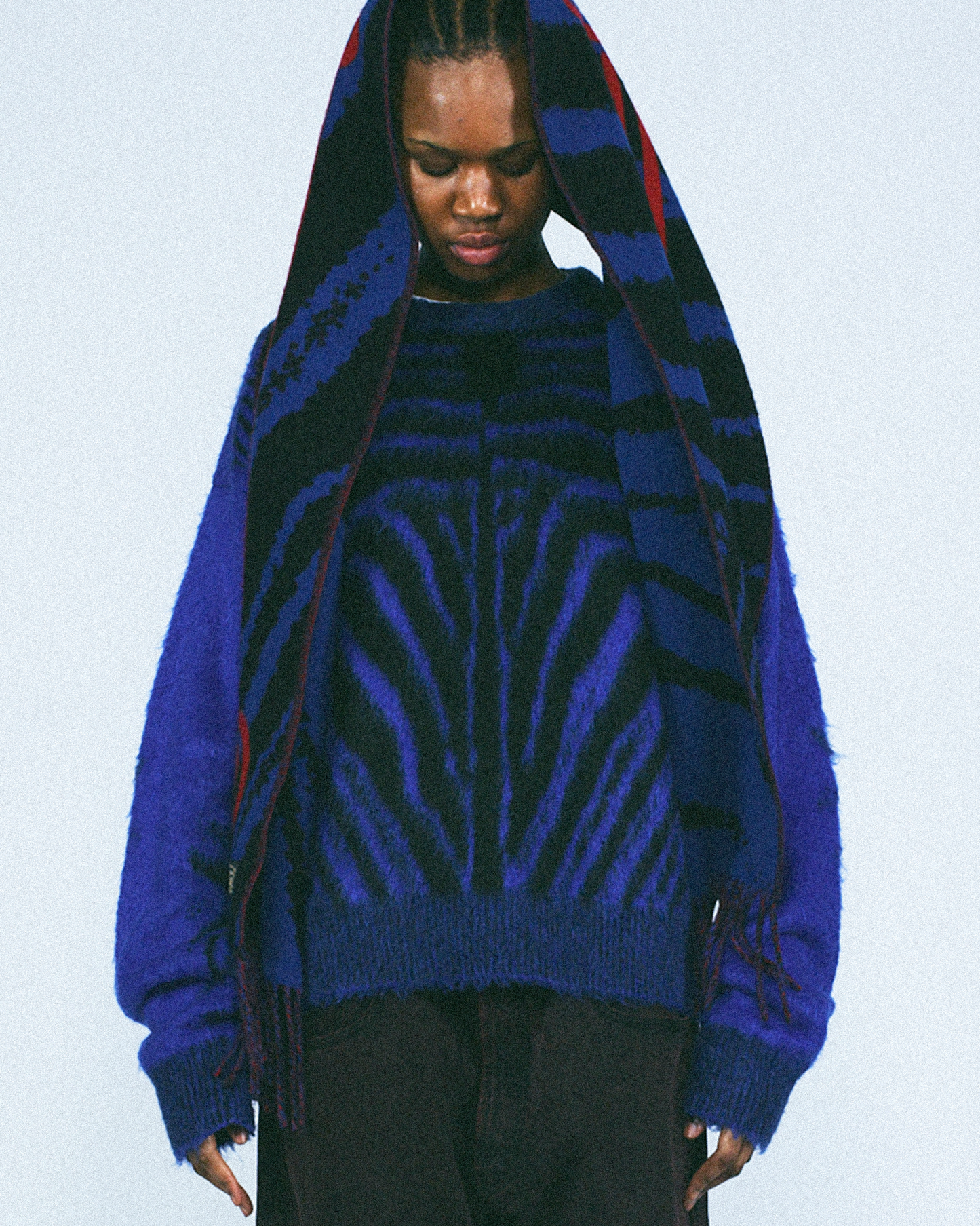 Aries Brushed Zebra Sweater Blue