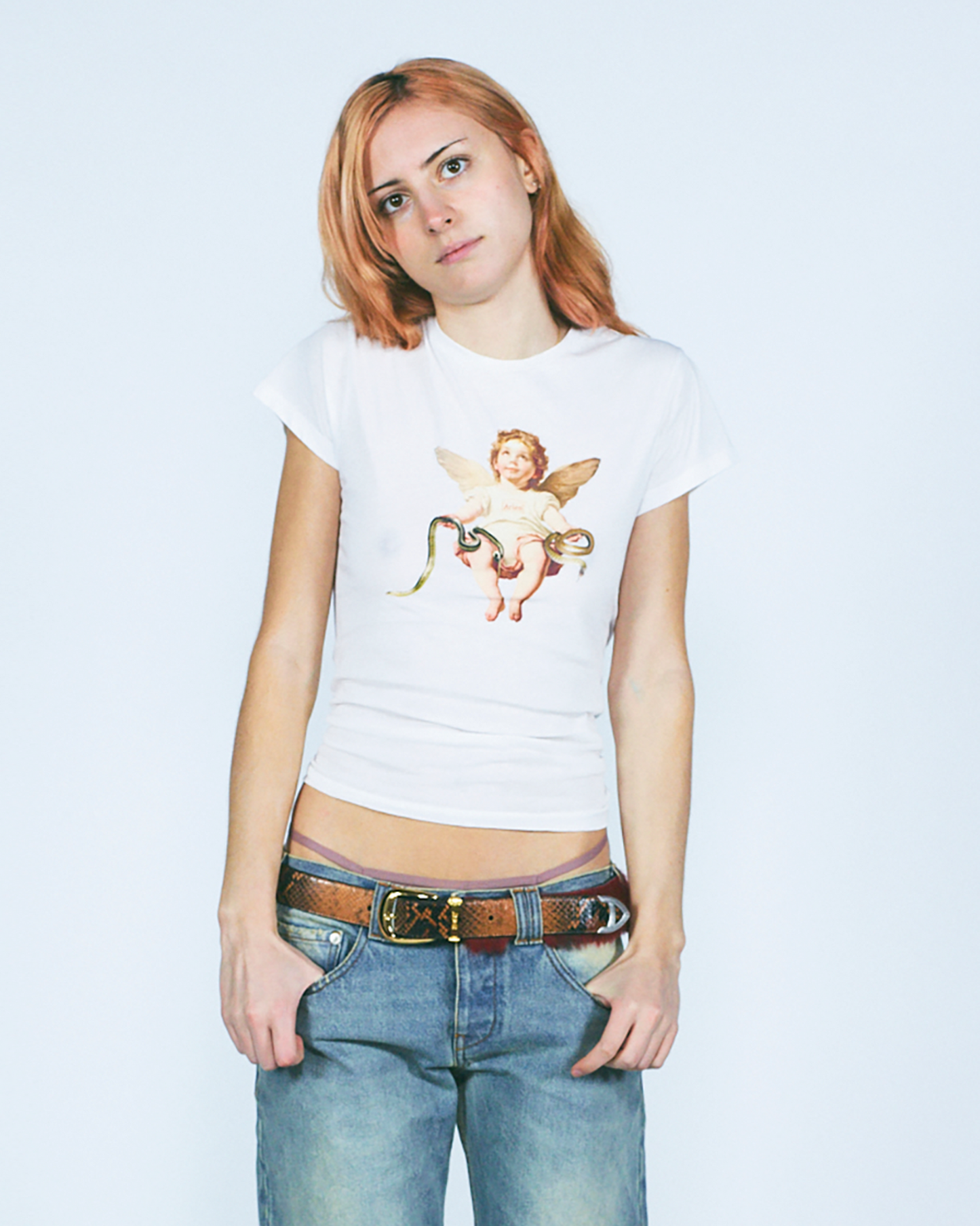 Aries Lil Cherub Cap Sleeve Tee Off White
