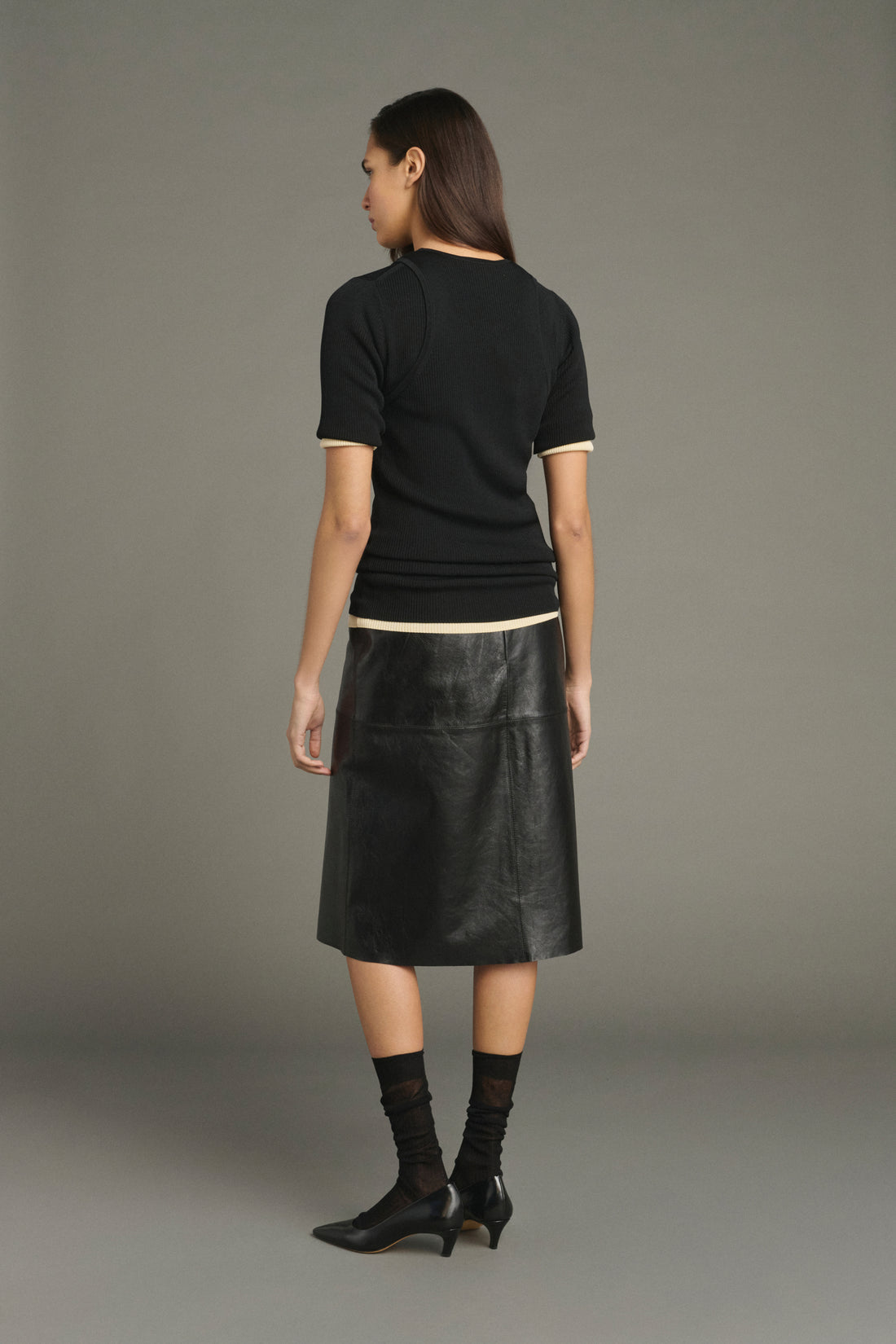 Soeur Gwen Leather Skirt Black