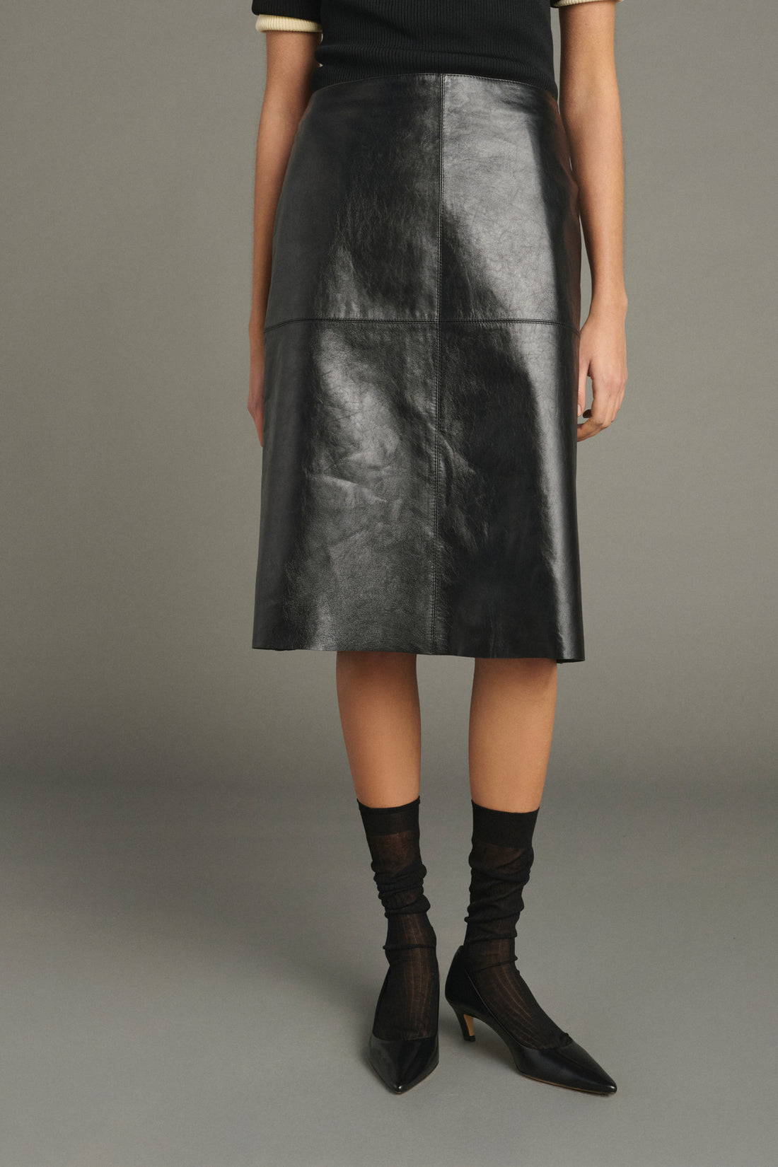 Soeur Gwen Leather Skirt Black