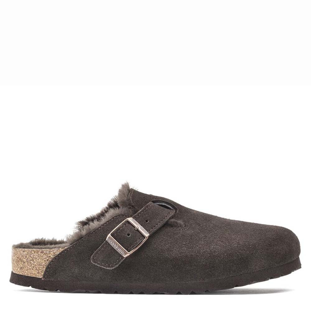 Birkenstock Boston NF Suede Leather  Shearling Mocha