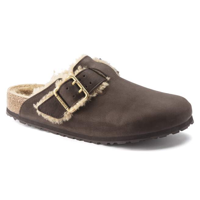 Birkenstock Boston Shearling Nubuck Leather Espresso