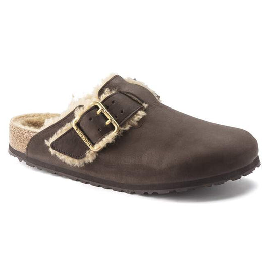 Birkenstock Boston Shearling Nubuck Leather Espresso