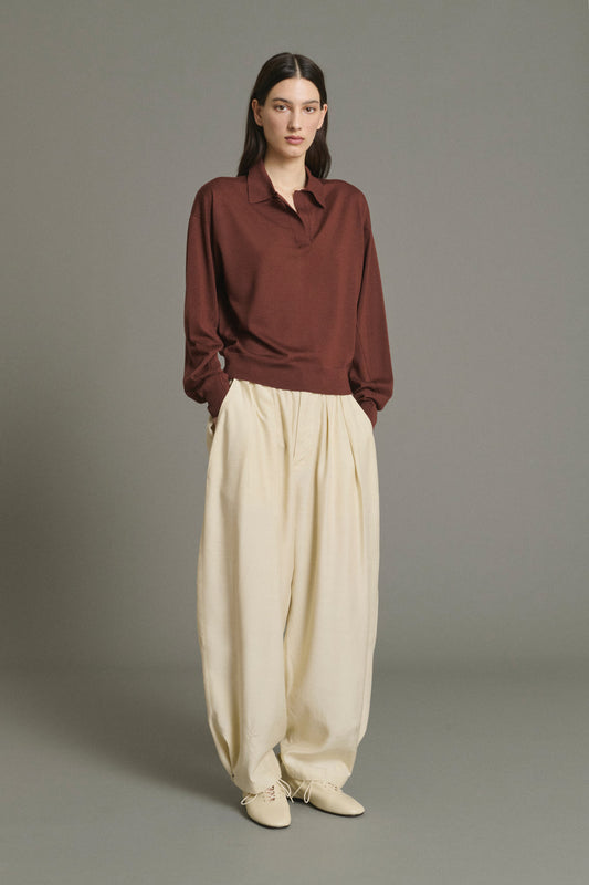 Soeur Fleming Long-sleeved Merino Polo Brown