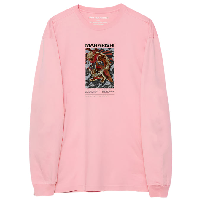 Maharishi Tiger Dragon Militype L/S T-Shirt Pink