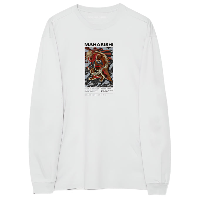 Maharishi Tiger Dragon Militype L/S T-Shirt White