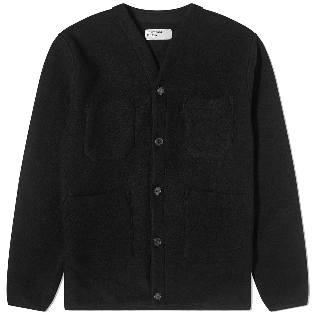 Universal Works Wool Fleece Cardigan Black