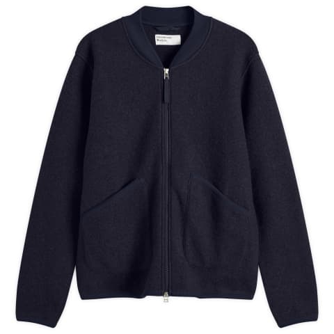 Universal Works Wool Fleece Zip Bomber Navy