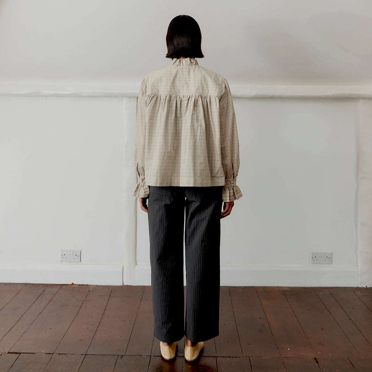 Cawley Studio Japanese Seersucker Sophie Shirt Natural Check