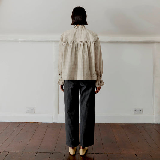 Cawley Studio Japanese Seersucker Sophie Shirt Natural Check
