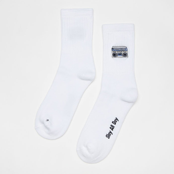 Supa Dupa Boombox Socks White