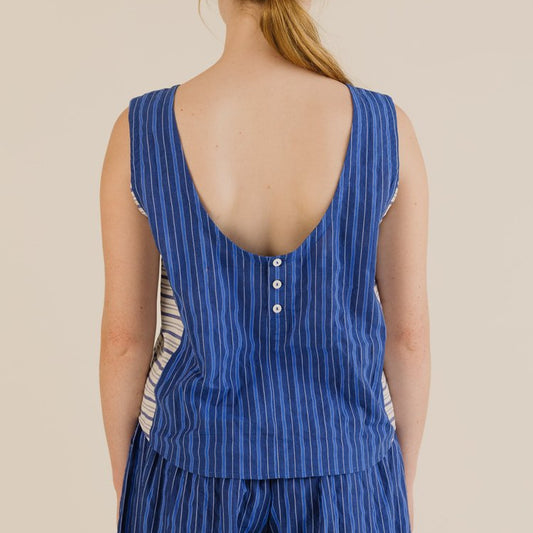 Sideline Wake Top Cobalt Stripe