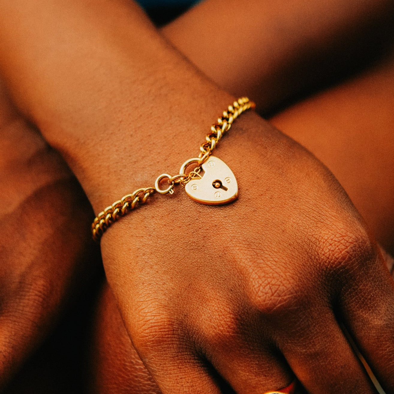 Hoops and Chain Heart Padlock Bracelet