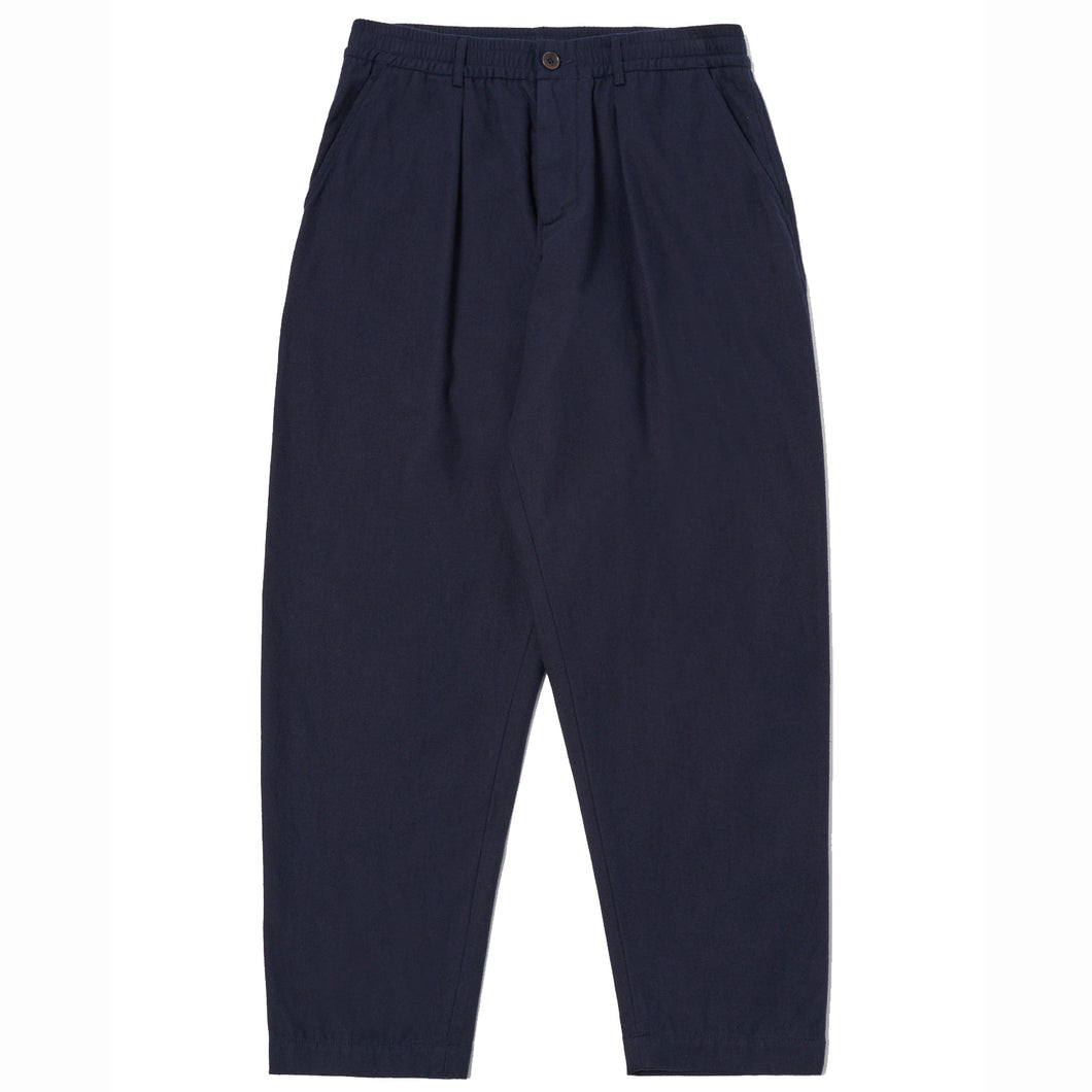 Universal Works Pleated Track Pant Brushed Moleskin Navy