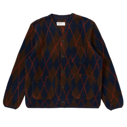 Universal Works Fleece Cardigan Brown / Navy