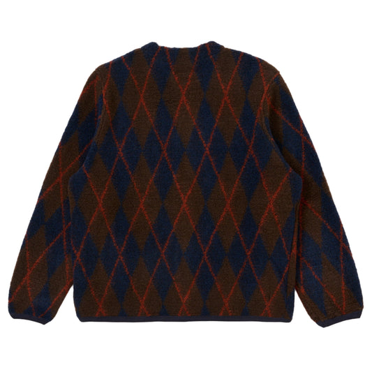 Universal Works Fleece Cardigan Brown / Navy