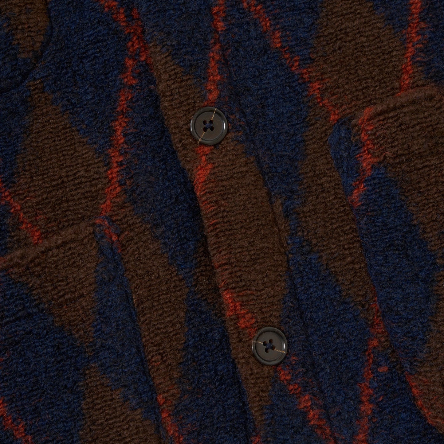 Universal Works Fleece Cardigan Brown / Navy