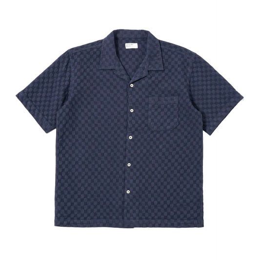 Universal Works Road Shirt Dot Waffle Navy