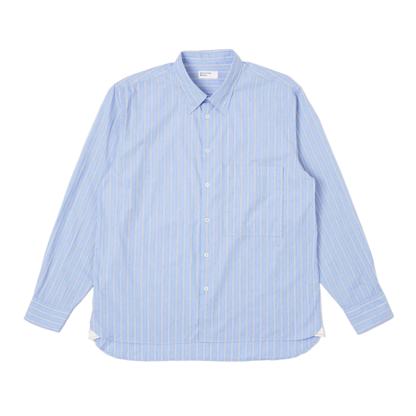 Universal Works Mc Stripe Square Pocket Shirt Blue