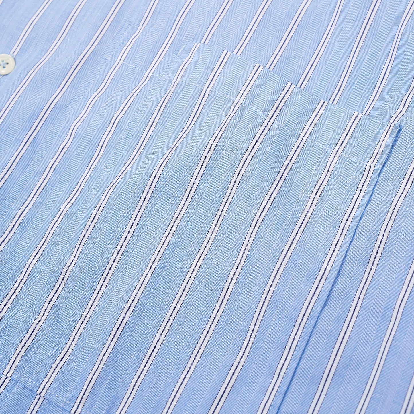 Universal Works Mc Stripe Square Pocket Shirt Blue