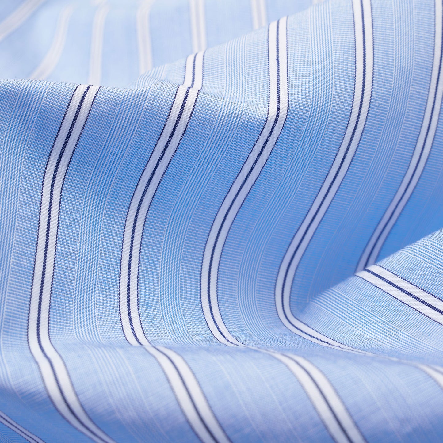 Universal Works Mc Stripe Square Pocket Shirt Blue