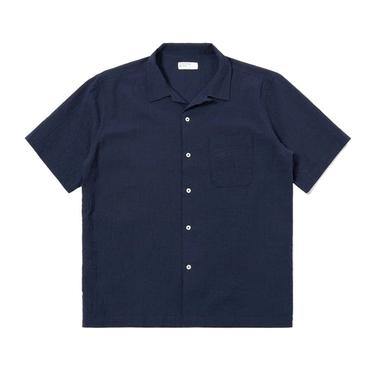 Universal Works Seersucker Road Shirt Navy