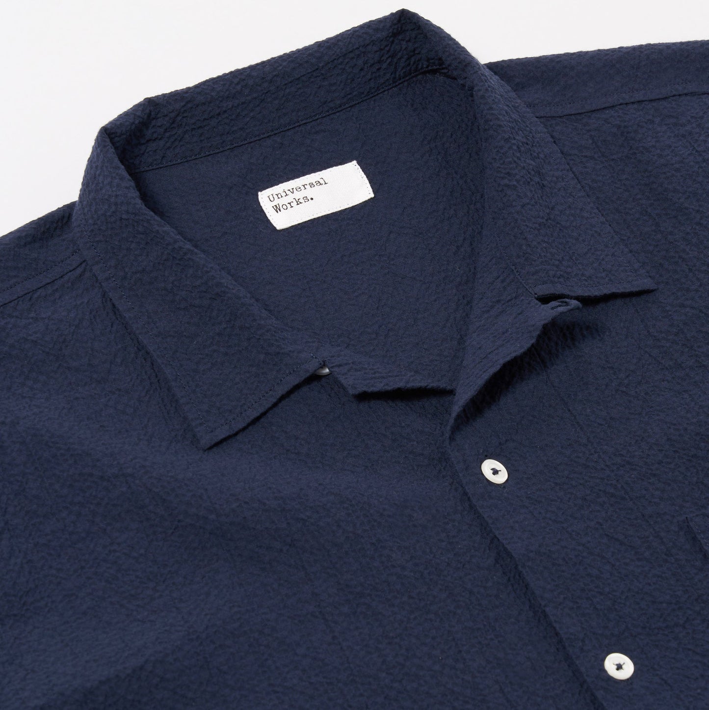 Universal Works Seersucker Road Shirt Navy