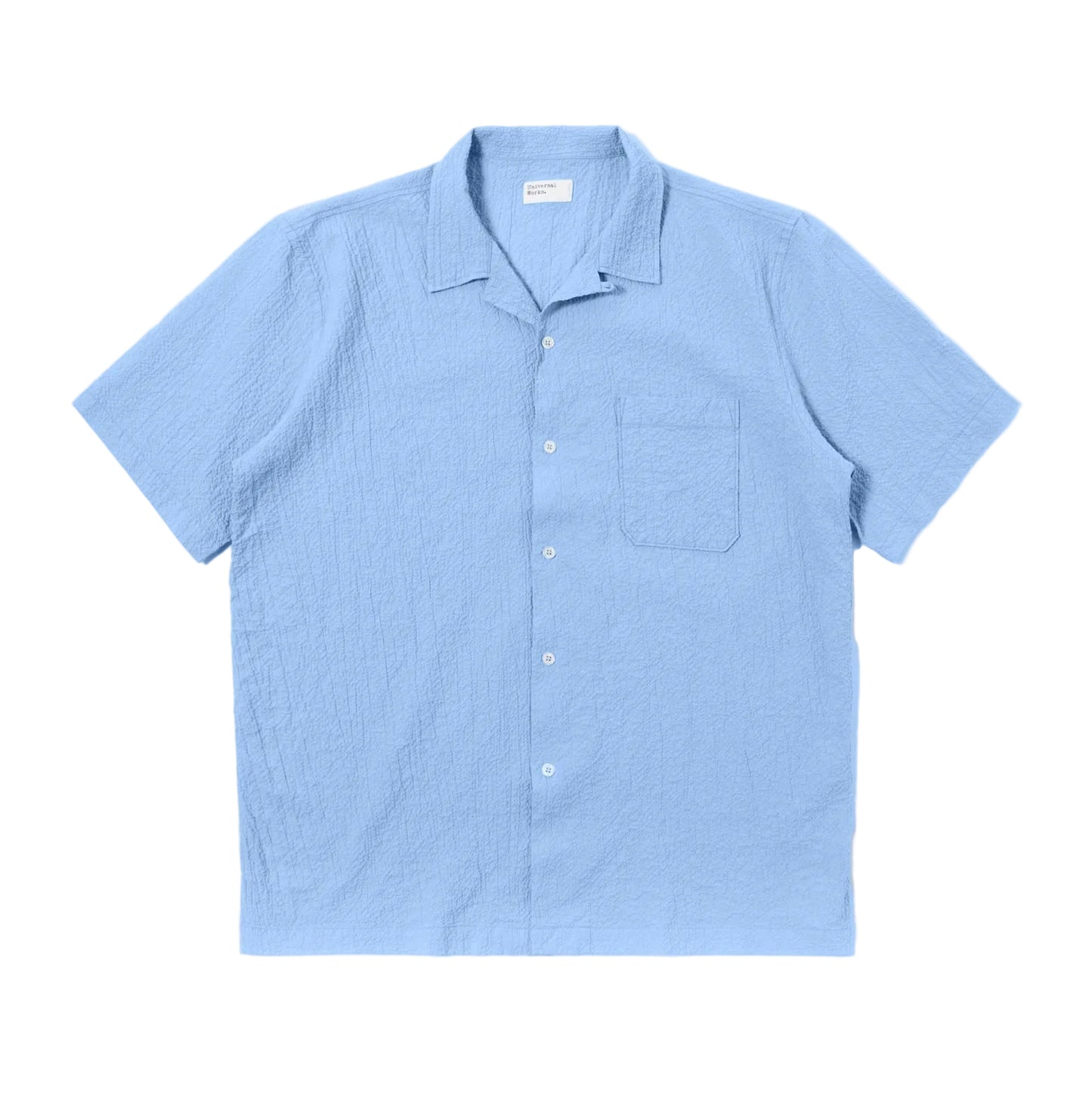 Universal Works Seersucker Road Shirt Light Blue