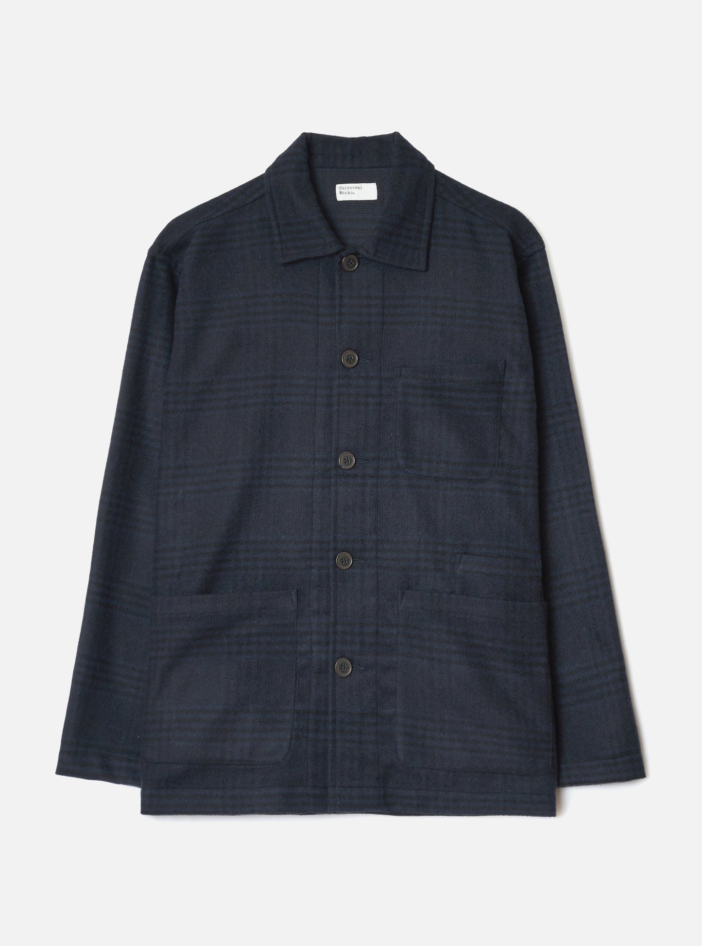 Universal Works Bob Wool Mix Bakers Overshirt Navy